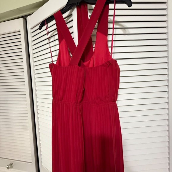 Long Red Pleaded Dress - Picture 3 of 7